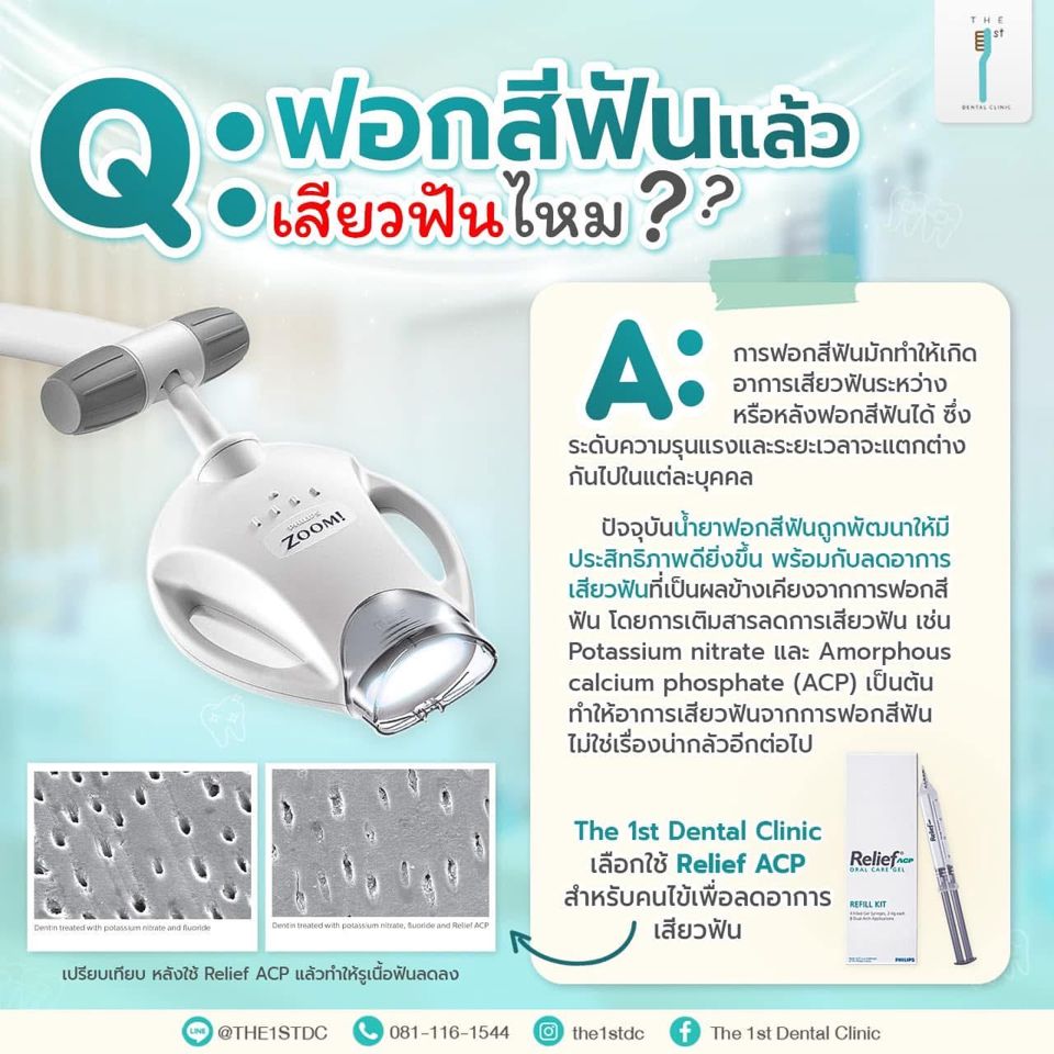 ฟอกสีฟันแล้วเสียวฟันไหม — ฟอกสีฟัน Zoom, เสียวฟันหลังฟอกสี, Relief ACP