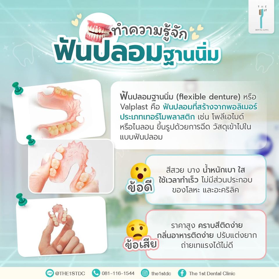 ทำความรู้จักฟันปลอมฐานนิ่ม — ฟันปลอมฐานนิ่ม, Valplast, Flexible denture